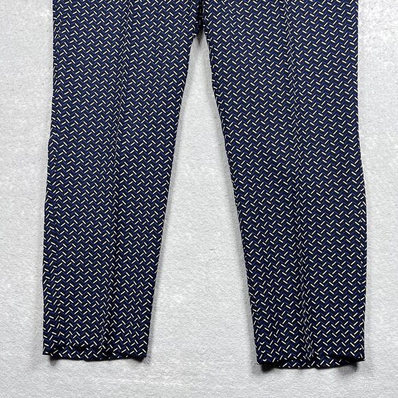 Ann Taylor Pants Womens 12 Black Blue Geometric Pull On Trousers Career Pockets - Picture 4 of 12